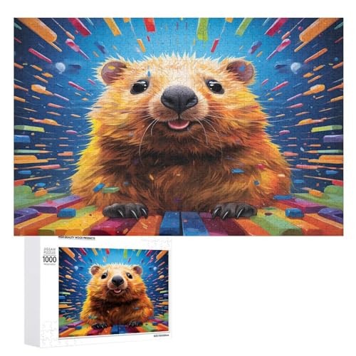 Hamster Holzpuzzle Erwachsene - 1000 Teiliges Jigsaw Knobelspiel - Puzzle Für Erwachsene & Kinder - Outdoor & Reisespielzeug - Geduldspiel （75×50cm） von PACUM