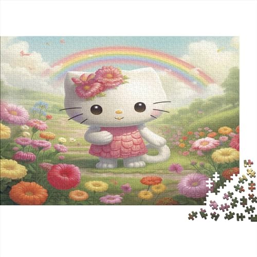 Hello Kitty Puzzles Für Erwachsene 1000 Stück Schwierig Schwer Cartoon Cat Puzzlespiel Herausforderndes Spiel Präzise Verzahnung Lernspiel Herausforderung Spielzeug 1000pcs (75x50cm) von PACUM
