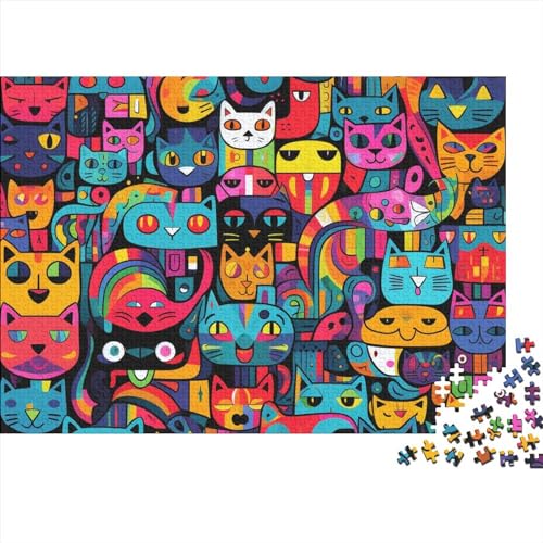 Katzenmotiv 500 Stück Schwierige Schwere Puzzles Für Erwachsene |Tierkunst Jigsaw Puzzle| Herausforderndes Spiel Präzise Interlocking Educational Game Challenge Toy 500pcs (52x38cm) von PACUM