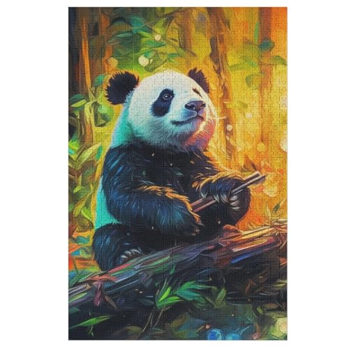 Panda Holzpuzzle 1000 Teile,Puzzles Für Erwachsene, Impossible Puzzle, Geschicklichkeitsspiel Für Die Ganze Familie,Home Dekoration Puzzle, Puzzle Kinder Legespiel （78×53cm） von PACUM