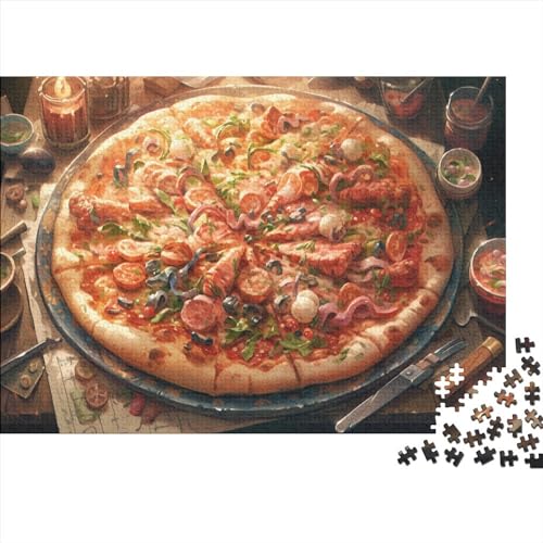 Pizza Puzzles Für Erwachsene 500 Stück Vielfältig und bunt Jigsaw Puzzle Lernspiel Herausforderung Spielzeug Schwierig Schwer Puzzles Präzise Interlocking 500pcs (52x38cm) von PACUM
