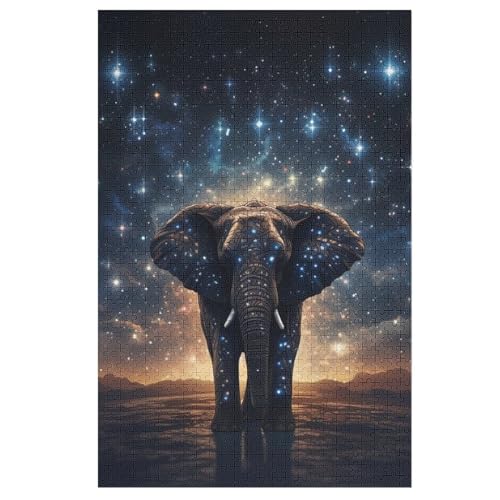 Puzzle Für Erwachsene, 1000 Teile, Elefant, Holzpuzzle, Holzpuzzle, Geburtstagsgeschenke, Puzzle, Wanddekoration （78×53cm） von PACUM
