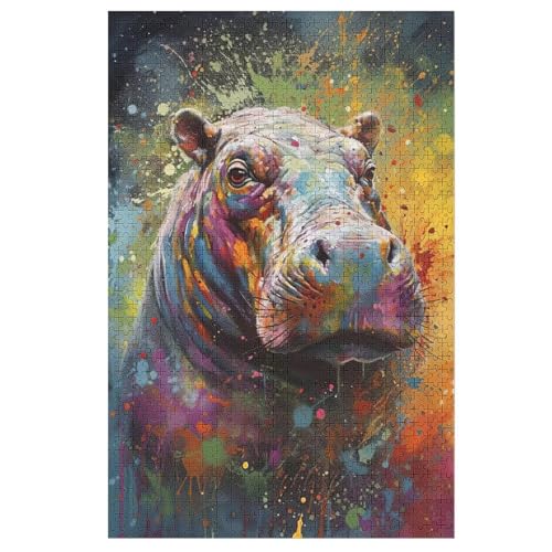 Puzzles Für Erwachsene, Nilpferd Puzzle, 1000 Teile, Kreatives Puzzle, Geistiges Spielzeug, Kinder, Montagespiele （78×53cm） von PACUM