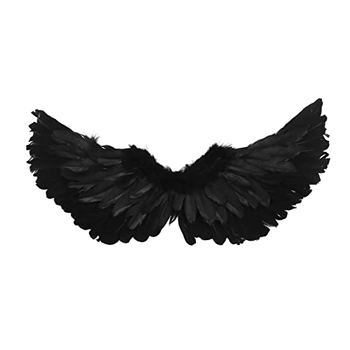 Schwarze Engelsflügel für Kinder und Erwachsene, Federflügel mit Gummibändern, Engelskostüm-Anziehrequisiten, Cosplay für Halloween, Weihnachten, Festliche Partys, Dekorative Flügel für(S) von PAER