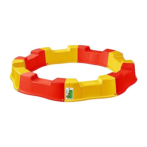 Sandkasten für Kinder – 160 x 22 cm - Modularer Sandbox 8 Elemente Runder Sandkiste für Garten Outdoor | Kunststoff (Gelb/Rot) von PAFEN