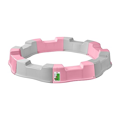 Sandkasten für Kinder – 160 x 22 cm - Modularer Sandbox 8 Elemente Runder Sandkiste für Garten Outdoor | Kunststoff (Grau/Rosa) von PAFEN