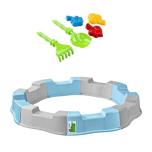 Sandkasten für Kinder mit Spielzeug - 160 x 22 cm - Modularer Sandbox 8 Elemente Runder Sandkiste für Garten Outdoor | Grau/Blau | Kunststoff Sandkasten für Kinder mit Spielzeug - 160 x 22 cm - Modularer Sandbox 8 Elemente Runder Sandkiste für Garten Outdoor | Grau/Blau | Kunststoff von PAFEN