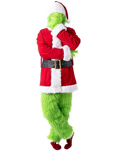 Pafiga grünes großes Monster-Kostüm für Weihnachten, 7-teilig, pelzig, für Erwachsene, Grün , XX-Large von PAFIGA
