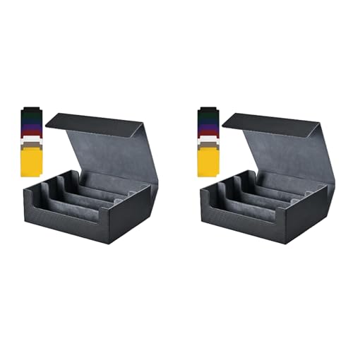PAGJHRFJG 2X Kartenaufbewahrungsbox für Sammelkarten, 1800+ PU-KartendeckhüLle, Kartenbox mit Magnetverschluss für Magnetische Spielkarten, Schwarz von PAGJHRFJG