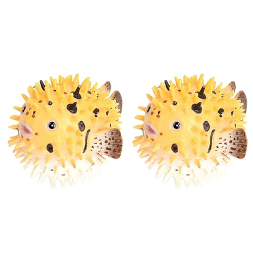 PAGJHRFJG 2X Kugelfisch Figur Realistisches Plastik Wildes Kugelfisch Figuren Set für Sammlung Wissenschaft Pädagogische Requisite Tier Modell von PAGJHRFJG