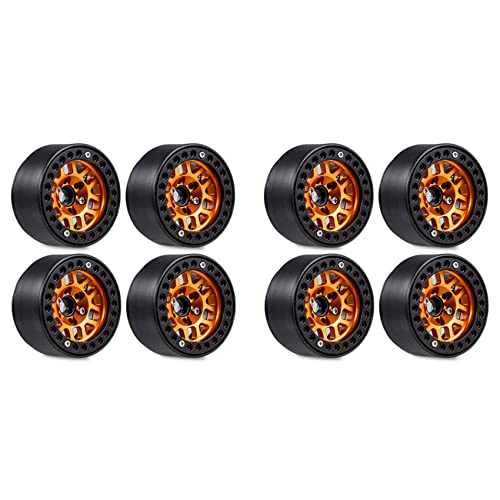 PAGJHRFJG 8 Stücke 1.9 Metall Perlenverschluss Rad Naben Felge Für 1/10 RC Crawler Axial SCX10 90046 AXI03007 TRX4 RedCat D90,Orange von PAGJHRFJG