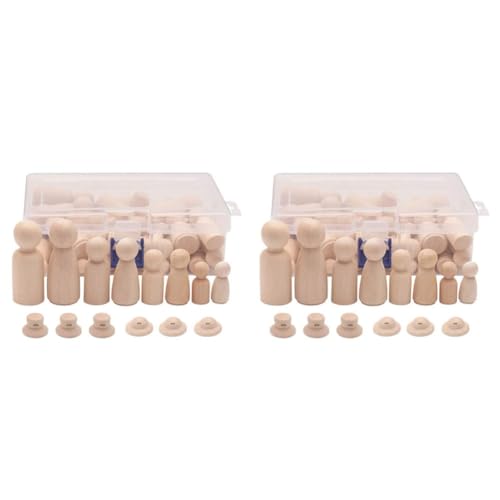 PAGJHRFJG Hölzerne Peg Dolls, 112PCS Unvollendete Dekorative DIY Angel Tiny Doll Bodies Gemalte Natürliche Menschen mit Hüten von PAGJHRFJG