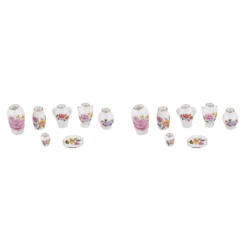 PAGJHRFJG Puppenhaus Miniatur Moderne Keramik Porzellan Rosenvase 14Tlg von PAGJHRFJG