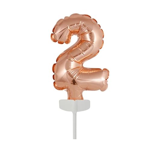 NEU Folienballon Geburtstagszahl Kuchen Cake Topper Zahl 2 Roségold, ca. 13 cm von PAINT IT EASY