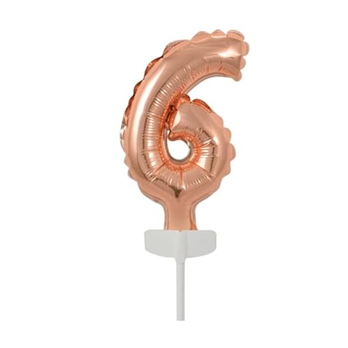 NEU Folienballon Geburtstagszahl Kuchen Cake Topper Zahl 6 Roségold, ca. 13 cm von PAINT IT EASY