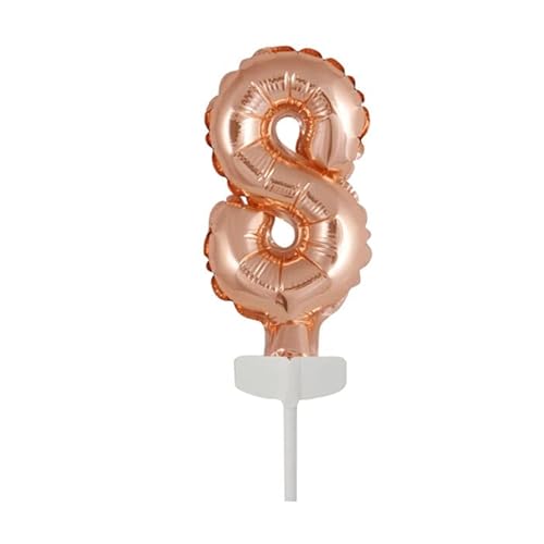 NEU Folienballon Geburtstagszahl Kuchen Cake Topper Zahl 8 Roségold, ca. 13 cm von PAINT IT EASY