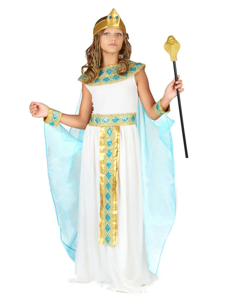 Kleopatra-Kinderkostüm Ägypterin Kostüm weiss-gold-blau von KARNEVAL-MEGASTORE