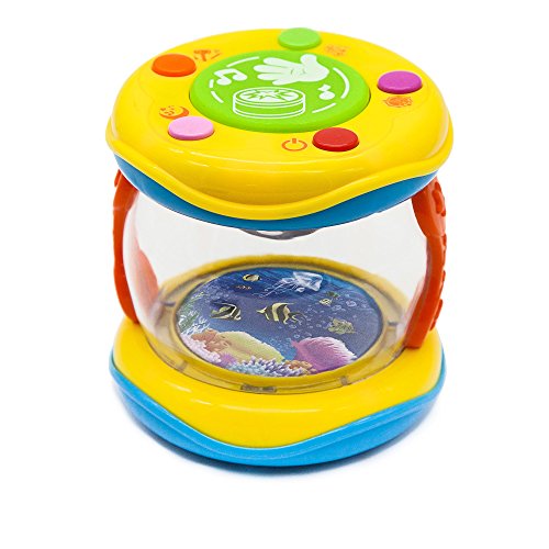 PALESTRAKI Baby Trommel mit Licht und Sound. Meerestrommel in handlicher Dimension für unterwegs. Reisespiel fürs Auto. Babyspielzeug für die Kleinsten von PALESTRAKI