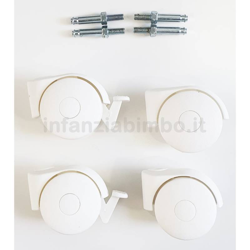 Set 4 Ruote Fasciatoio Pali Bianco con Perni e Bussolotti von PALI