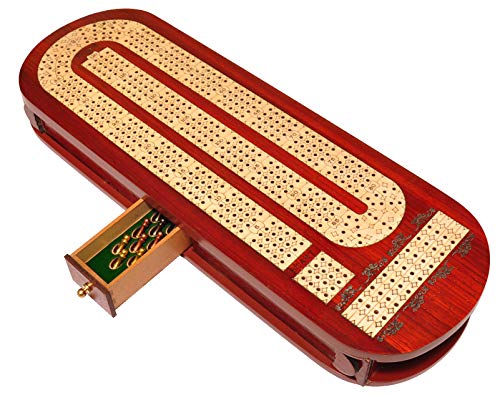 PALM ROYAL HANDICRAFTS Cribbage-Brett aus Holz mit 4 Schienen, Alphabet-E-förmige Schiene, für 2-4 Spieler, Alter 14+ von PALM ROYAL HANDICRAFTS