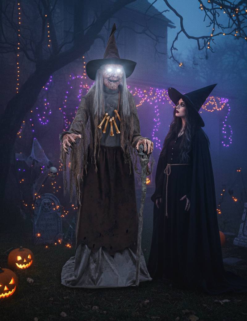 Animatronic gruselige Hexe Deko schwarz grau 1,75m Animatronic gruselige Hexe Deko schwarz grau 1,75m von PALMER AGENCIES LTD