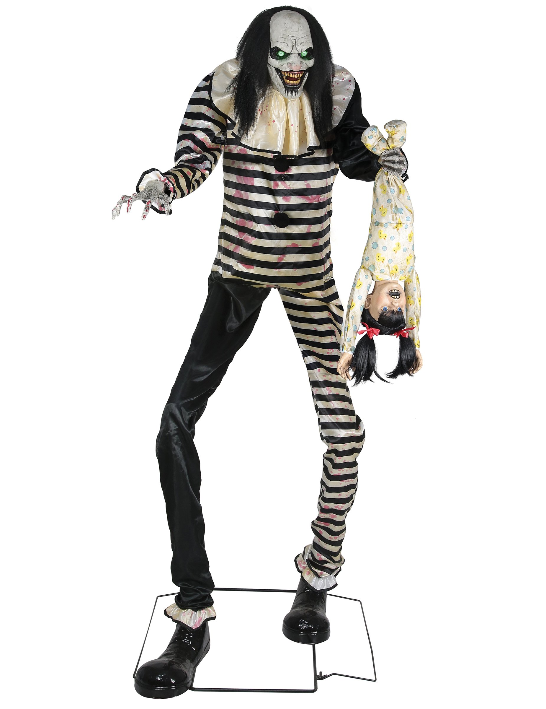 Schwarz weißer Clown mit hängedem Kind Animatronic Deko 2,15 m von PALMER AGENCIES LTD