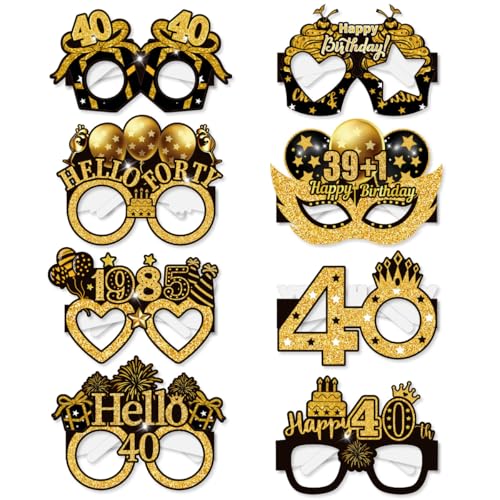 Palumma 8 Stück Lustige Happy Birthday Brillen Schwarz Gold Happy Birthday Brillen, Geburtstagsdekorationen für Männer Party Brille für Erwachsene Foto Requisiten Dekorationen (40 Palumma 8 Stück Lustige Happy Birthday Brillen Schwarz Gold Happy Birthday Brillen, Geburtstagsdekorationen für Männer Party Brille für Erwachsene Foto Requisiten Dekorationen (40 von PALUMMA