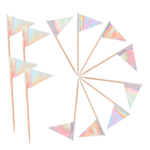 PAMINGONO 12stücke Zahnstocherfahnen Für Kuchen Dreieckige Zahnstocherfahnen-picks Als Party-dekoration Und Party-zahnstocherspikes Für Vorspeisen Dekorative Lebensmittelfahnen Für von PAMINGONO