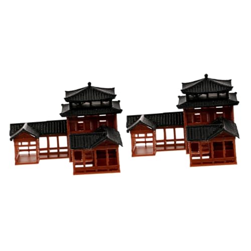 PAMINGONO 2 Stück Gasthaus Modell, Heimornament, Antike Gebäudefigur, Heimdekoration, Gartendekoration, Gebäudeskulptur, Traditionelles Gasthaus Gebäudemodell, Chinesische Gasthausstatuen, von PAMINGONO