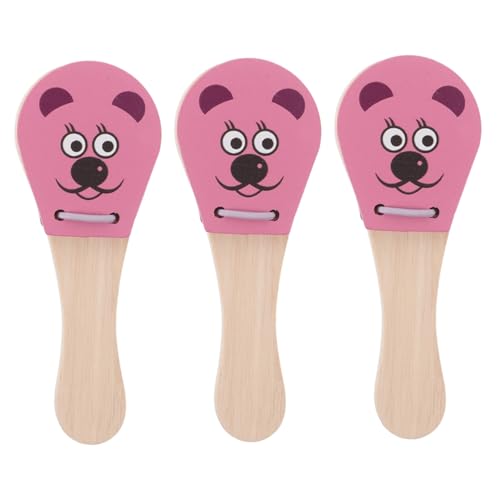 PAMINGONO 3 Stück Teiliges Holz Klatschspielzeug für Kleine Handklapper mit Tiermotiv Ergonomisch Geformte Percussion Instrumente für Musikalische Früherziehung Rhythmusförderung und von PAMINGONO
