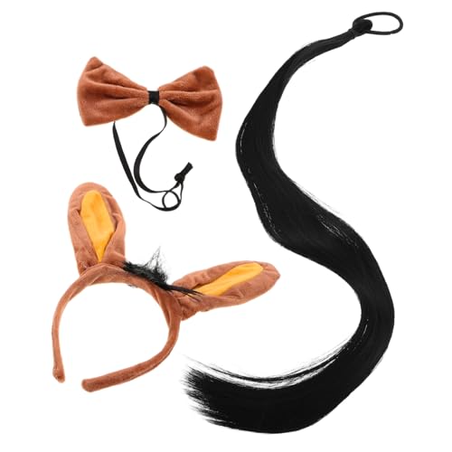 PAMINGONO 3-teiliges Halloween-kostümset Mit, Realistischen -ohren, Stirnband, Und Fliege, Bauernhoftier-cosplay-zubehör Für Die Party, Bühne, Schule PAMINGONO 3-teiliges Halloween-kostümset Mit, Realistischen -ohren, Stirnband, Und Fliege, Bauernhoftier-cosplay-zubehör Für Die Party, Bühne, Schule von PAMINGONO
