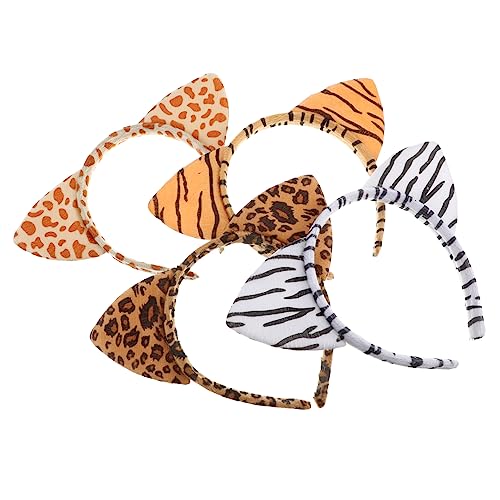 PAMINGONO 4 Stück Teiliges Tierohren Haarreif Plüsch Leopardmuster Weiches Stirnband Cosplay Kostüm Halloween Party Zubehör PAMINGONO 4 Stück Teiliges Tierohren Haarreif Plüsch Leopardmuster Weiches Stirnband Cosplay Kostüm Halloween Party Zubehör von PAMINGONO