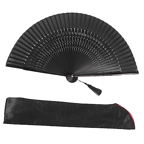 PAMINGONO Antiquity Style Tanzfächer aus Langlebigem Material mit Schwarzem Fächerbezug Dekorativer Vintage Handfächer für Freunde Familie Co Worker als und Fotorequisite von PAMINGONO
