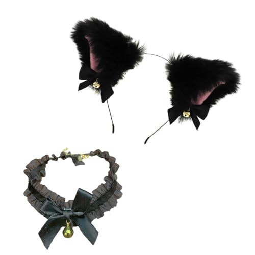 PAMINGONO Katzenohren Haarreif mit Schwarzem Schleifen bowknot und Zartem Choker Leichtes Langlebiges Cosplay Mädchen Modisches Party accessoire und Einzigartiger Haarschmuck PAMINGONO Katzenohren Haarreif mit Schwarzem Schleifen bowknot und Zartem Choker Leichtes Langlebiges Cosplay Mädchen Modisches Party accessoire und Einzigartiger Haarschmuck von PAMINGONO