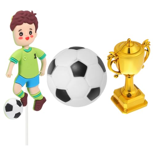PAMINGONO Teiliges Dekorationsset Leichte Stabile Fußball Motiv Tortendeko mit Kleinem Pokal Kreative Kindergeburtstags Partydekoration für Verschiedene Kuchen von PAMINGONO