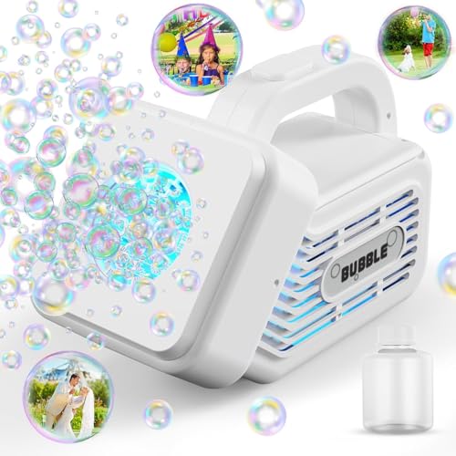 PANACARE Tragbare Automatischer Seifenblasenmaschine,Kinder Mini Blasenmaschine 5000+ Blasen pro Minute, Elektrisches Blasenspielzeug für Kinder/Hochzeit/Geburtstag/Party (P81728-White) von PANAMALAR