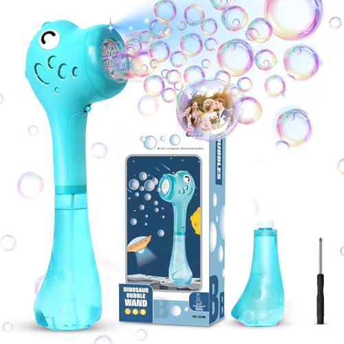 Panacare Dinosaurier Seifenblasenspielzeug, Elektrische Kinder Seifenblasenmaschine mit 360ML Seifenblasenlösung Bubble Stick 5000+ Seifenblasen/Min für Outdoor/Party/Hochzeit/Ostern, Bubble Machine von PANAMALAR