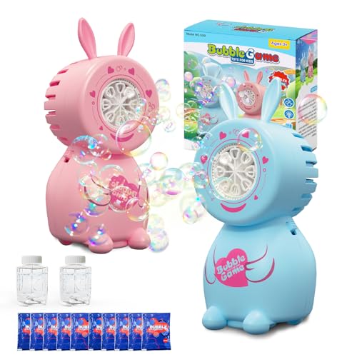Panamalar 2 Packs Kaninchen Blasenmaschine für Kinder, automatische Seifenblasenmaschine 8000+ Blasen pro Minute mit Lösung/Lichter für den Außenbereich Ostern Geschenke Party Hochzeit von PANAMALAR