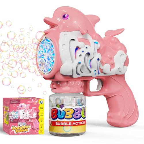 Panamalar Delfine Seifenblasenpistole für Kinder, Seifenblasenmaschine 10.000+ Blasen pro Minute mit Lösung/Licht, tragbar, 10 Löcher, Seifenblasen für Party im Freien, Hochzeit, Ostern, Rosa Panamalar Delfine Seifenblasenpistole für Kinder, Seifenblasenmaschine 10.000+ Blasen pro Minute mit Lösung/Licht, tragbar, 10 Löcher, Seifenblasen für Party im Freien, Hochzeit, Ostern, Rosa von PANAMALAR