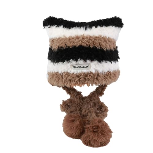 Gestreifte Strickmütze, Halloween, gestreift, Kätzchen-Ohr-Hut, 2000er Jahre, Mädchen, Party, Cosplay, Party, Mütze, Kopfbedeckung Gestreifte Strickmütze, Halloween, gestreift, Kätzchen-Ohr-Hut, 2000er Jahre, Mädchen, Party, Cosplay, Party, Mütze, Kopfbedeckung von PANHDK