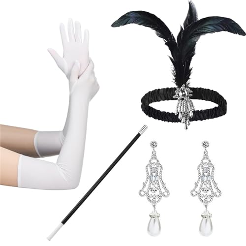 PANHDK 20er Jahre Flapper Frauen Kostüm Party Stirnband Zigaretten Halter Ohrringe 1920er Vintage Cosplay Party Zubehör Set PANHDK 20er Jahre Flapper Frauen Kostüm Party Stirnband Zigaretten Halter Ohrringe 1920er Vintage Cosplay Party Zubehör Set von PANHDK