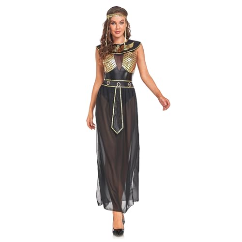 PANHDK Ägyptische Königin Kleopatras Kostüm für Erwachsene, Damen, Königin, Cosplay, Halloween, Königin von Ägypten, Kostüm, Geschenke, Schwarz PANHDK Ägyptische Königin Kleopatras Kostüm für Erwachsene, Damen, Königin, Cosplay, Halloween, Königin von Ägypten, Kostüm, Geschenke, Schwarz von PANHDK