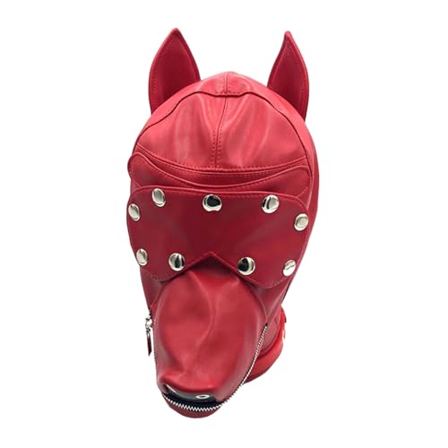 PANHDK Hunde-Kopfschmuck mit Auge, Halloween, Cosplay, Hundemaskerade, Leder, verstellbarer Kordelzug für Männer und Frauen PANHDK Hunde-Kopfschmuck mit Auge, Halloween, Cosplay, Hundemaskerade, Leder, verstellbarer Kordelzug für Männer und Frauen von PANHDK