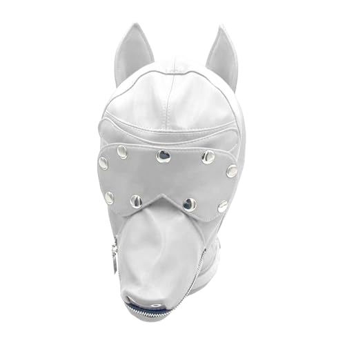 PANHDK Hunde-Kopfschmuck mit Augen, Halloween, Cosplay, Hundemaskerade, Leder, verstellbarer Kordelzug für Männer und Frauen PANHDK Hunde-Kopfschmuck mit Augen, Halloween, Cosplay, Hundemaskerade, Leder, verstellbarer Kordelzug für Männer und Frauen von PANHDK