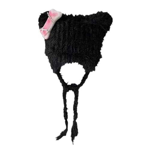 PANHDK Mädchen-Strickmütze, Foto-Requisiten, Ohrenhut, Kostüm, coole Strickmütze, Ohr-Dekorationen von PANHDK