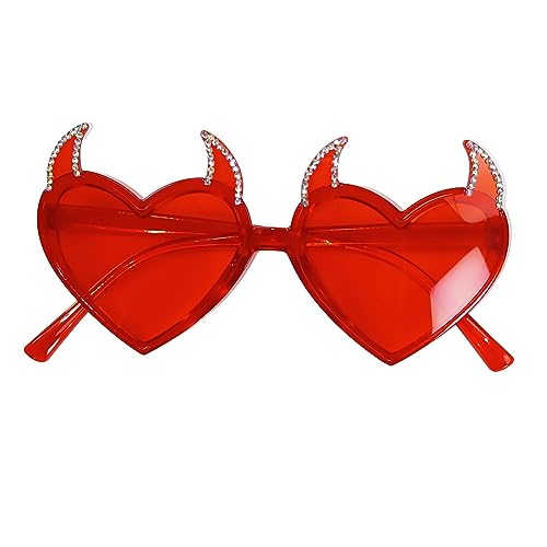 PANHDK Shinning Strass Erwachsene Karneval Fotografieren Brille Meer Party Teufelshorn Herz Rahmen von PANHDK