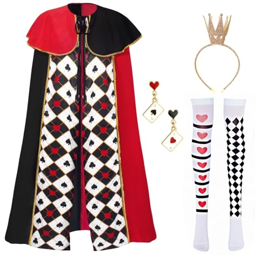 PANMAY Königin Kostüme Erwachsene-6 Stück, Rote Herzen Damen Mantel Fancy Dress Kostüm, Frauen Königin Mantel mit Krone Herz Zauberstab für Halloween Karneval Party Königin Mantel Cosplay Kostüm PANMAY Königin Kostüme Erwachsene-6 Stück, Rote Herzen Damen Mantel Fancy Dress Kostüm, Frauen Königin Mantel mit Krone Herz Zauberstab für Halloween Karneval Party Königin Mantel Cosplay Kostüm von PANMAY