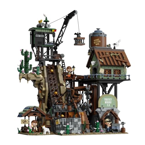 PANTASY GBC Western Mine Bauset für Erwachsene, motorisierte Kugelbahn im Wildwest-Stil, mechanisches Bauspielzeug mit Fördermechanismus, detailreiches Modell für Technik- und Baustein-Fans von PANTASY
