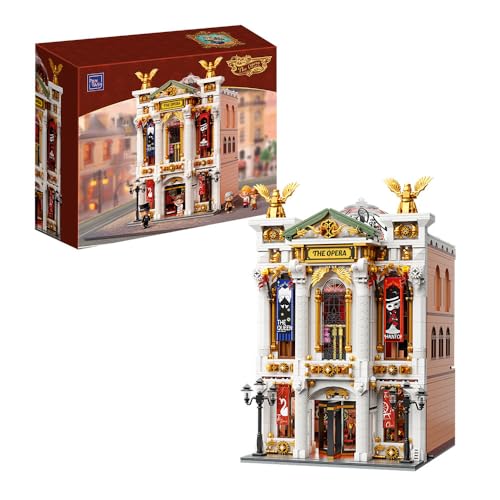 PANTASY Vintage Europäisches Grand Theater Bauset Modulares Modell mit Kristalllüster, Transparentem Dom Erweiterbarer Straßenszene, Retro-Sammlertheater Architektur für Erwachsene von PANTASY