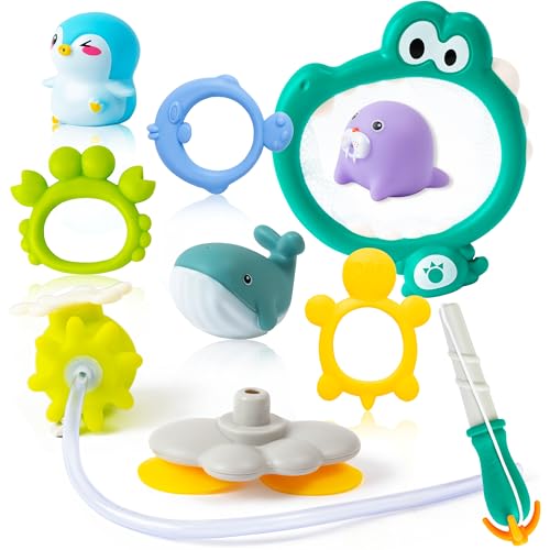 PANTIDE Bad-Fisch-Angelspielzeug, 9 Stück, Ozean-Tier-Angelruten-Netz-Spielzeug-Set für Kinder, Kleinkinder, Wasserspray, Quetschspiel, Anti-Schimmel, pädagogisches Lernen, Schwimmen, Spielzeug PANTIDE Bad-Fisch-Angelspielzeug, 9 Stück, Ozean-Tier-Angelruten-Netz-Spielzeug-Set für Kinder, Kleinkinder, Wasserspray, Quetschspiel, Anti-Schimmel, pädagogisches Lernen, Schwimmen, Spielzeug von PANTIDE